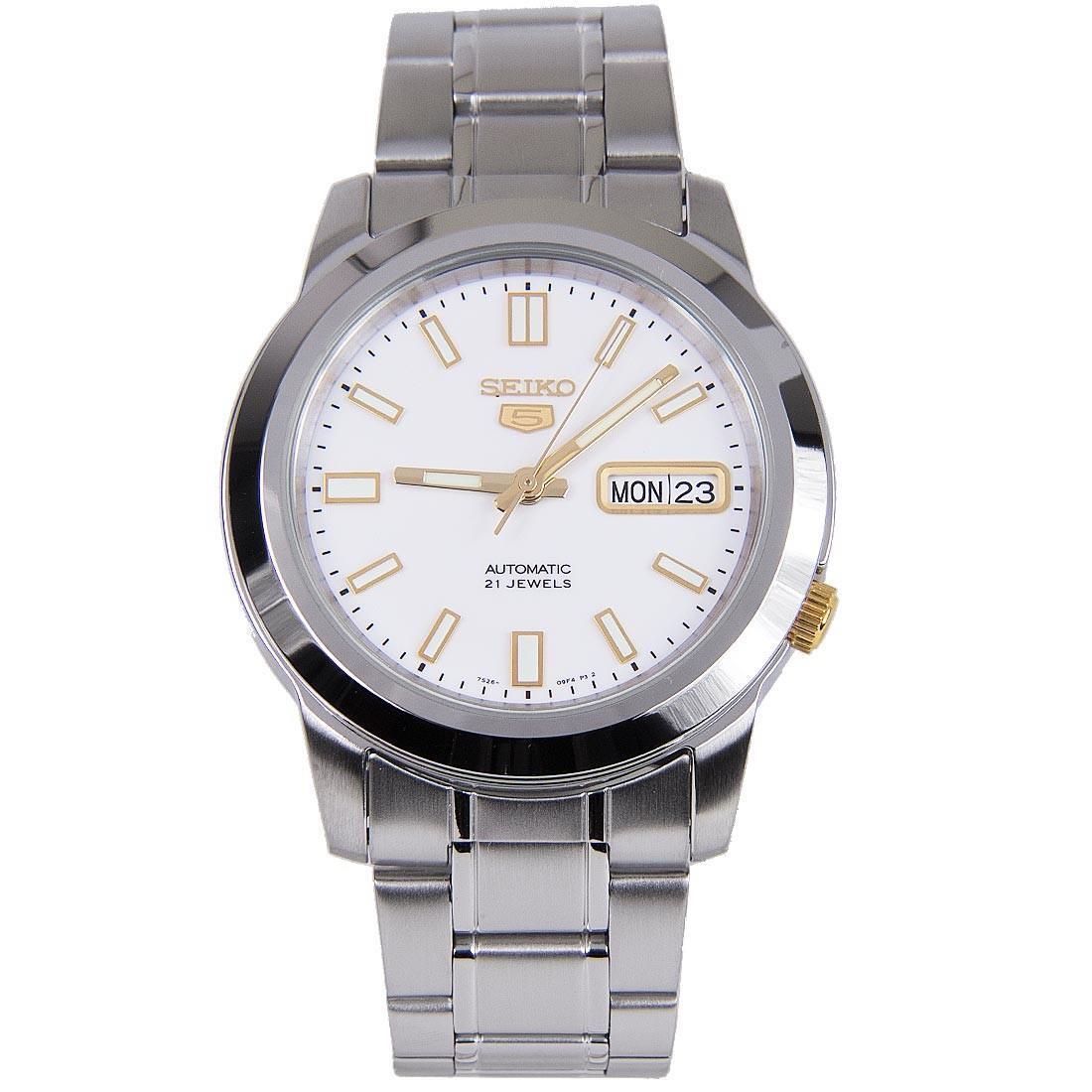 Seiko Automatic White Dial Steel Bracelet Mens Watch SNKK07K1 RRP £199
