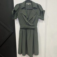 Rachel Roy Green Tie Back Collared Wrap Dress Size 4