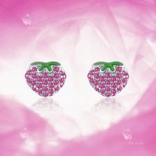 925 silver earrings made with Swarovski crystal strawberry stud baby kids