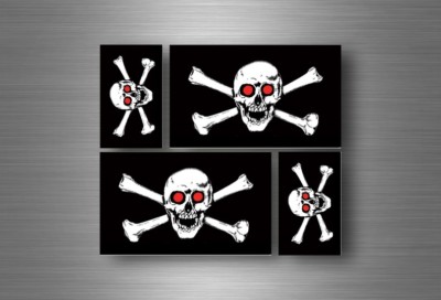 4x Autoaufkleber Sticker Auto Jolly Roger Piratenflagge Biker Jack Rackam R7