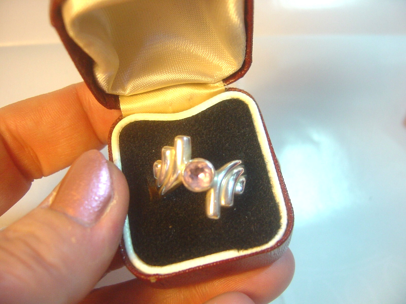 Solid Silver Vintage Ring-genuine amethyst unusua… - image 1