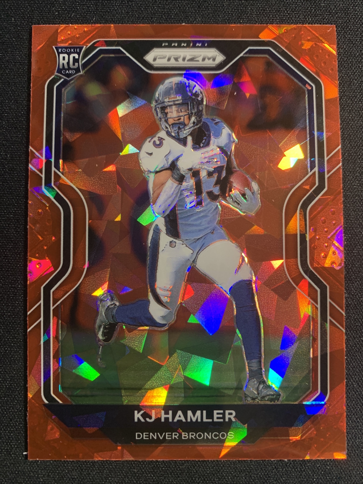 KJ Hamler 2020 Panini Prizm Red Cracked Ice Prizm Rookie Card #315 BRONCOS