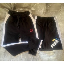 Puma Youth Athletic Pair/Set Of Joggers Shorts-Black White -Size M 10-12