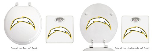 NFL Themed 2 Pc White Finish Bathroom Scale and Molded Wood Toilet Seat w/ Logo - Picture 9 of 31