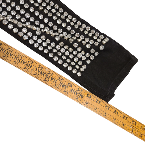 Michael Kors Jeans Womens Size 2 Black Denim Rhinestones Distressed Rocker Glam - Picture 10 of 11