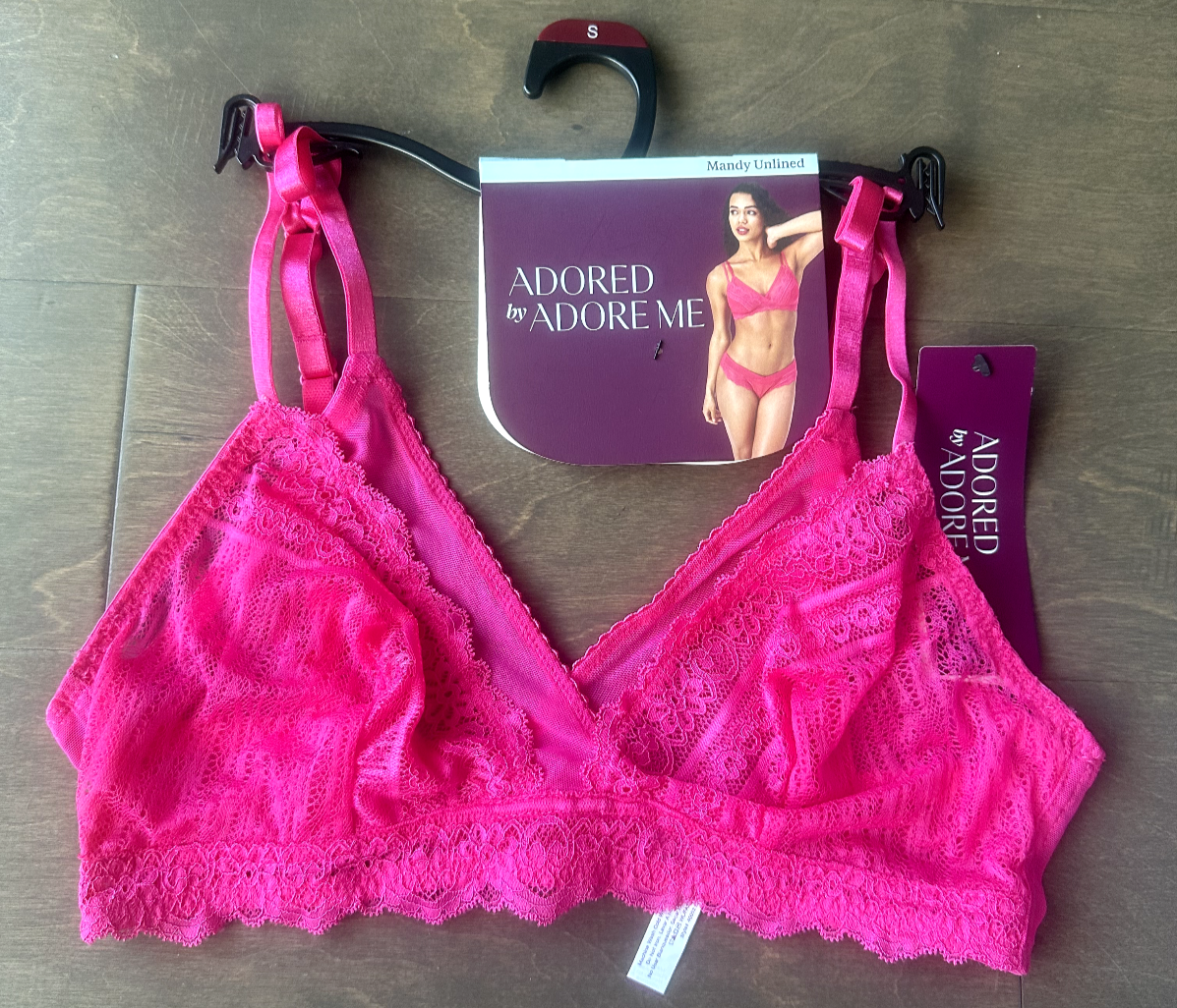 Adored by Adore Me Mandy Triangle Bra Lace Mesh No Wire Unlined