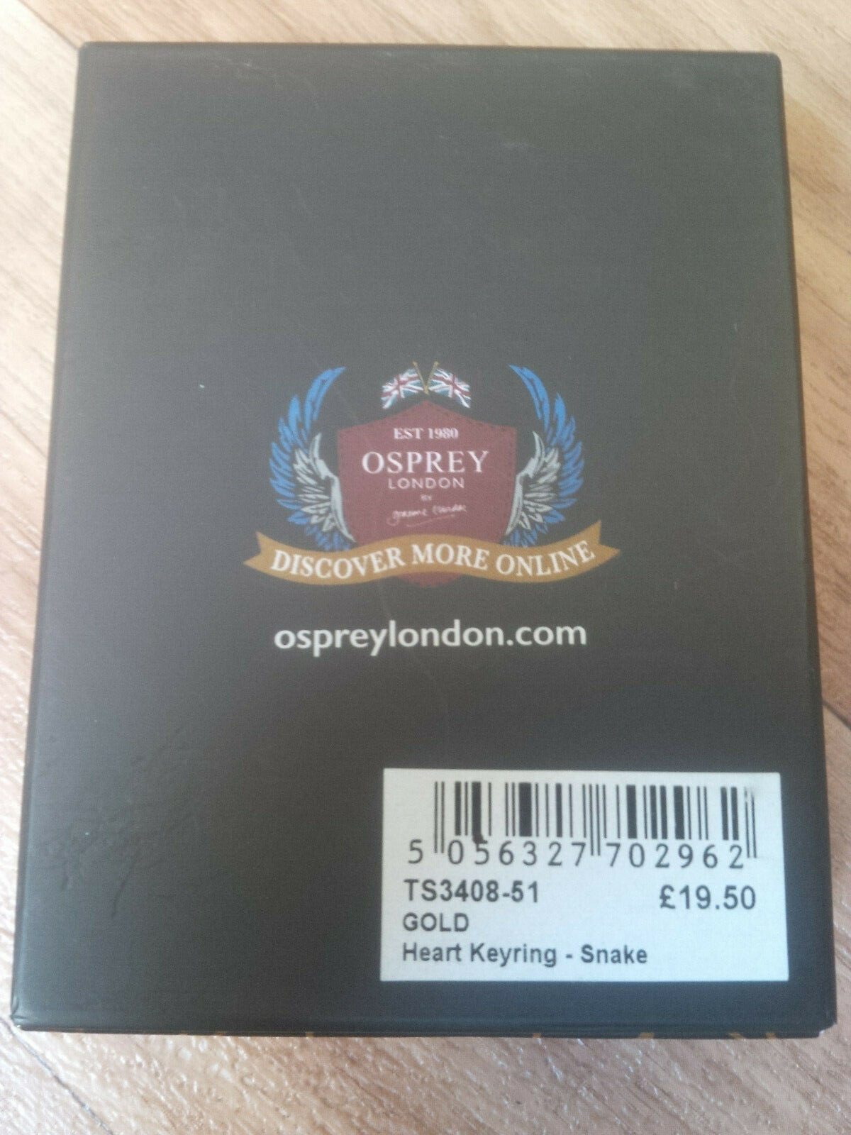 Osprey of London Gold Leather Heart Keyring 10.25cm long Brand New with