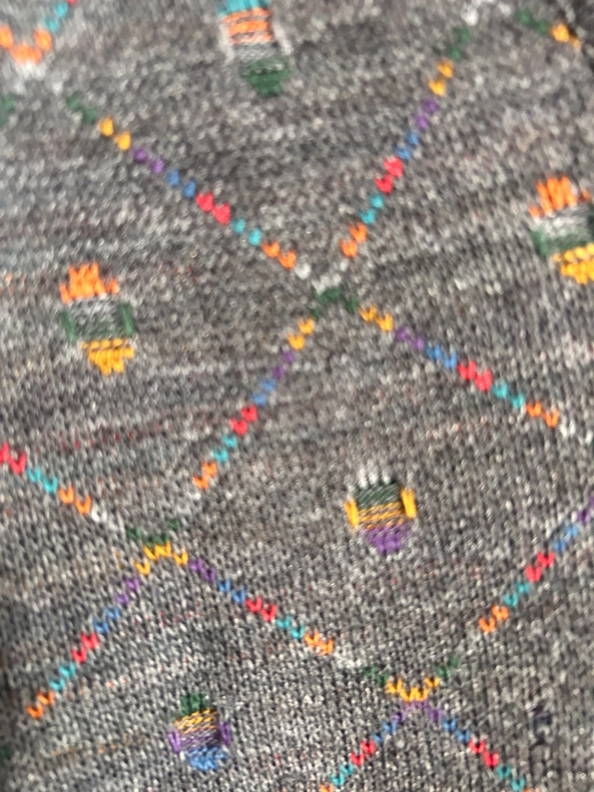 Kenneth Roberts Dark Gray V-Neck Knit Sweater Vest Colorful Speckled Pattern - product detail image 3