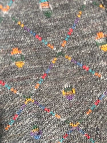 Kenneth Roberts Dark Gray V-Neck Knit Sweater Vest Colorful Speckled Pattern image 3