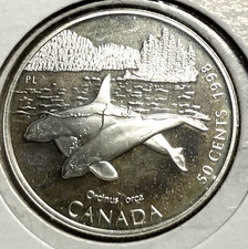 elf Canada 50 Cents 1998 Silver Proof Orca  Whale