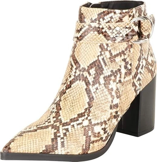 Botines Western de piel de serpiente en punta botas de vaquero Y2K tacones gruesos talla 9 Foto 2 de 4