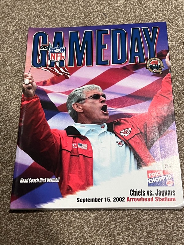 FOOTBALL PROGRAM KANSAS CITY CHIEFS JACKSONVILLE JAGUARS 9/15 2002 DICK VERMEIL