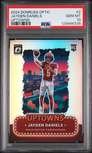 2024 PANINI DONRUSS OPTIC UPTOWNS #2 JAYDEN DANIELS PSA 10