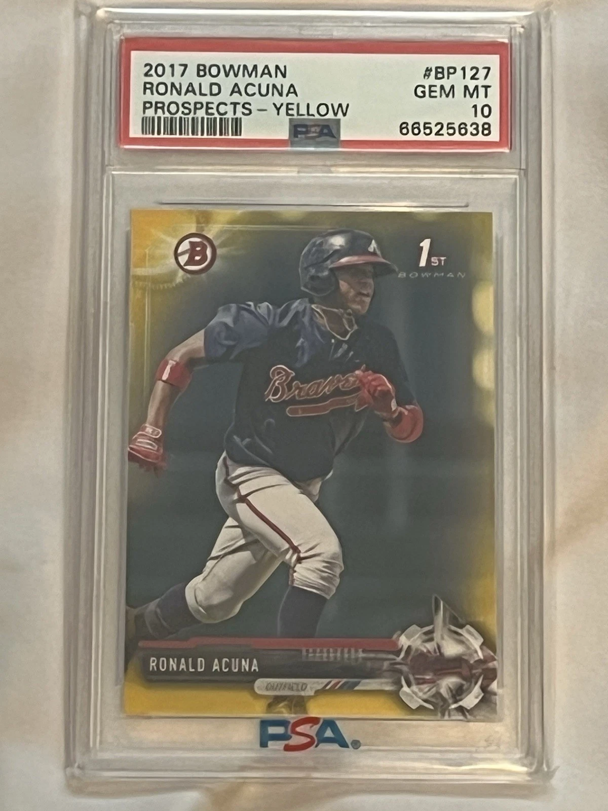 Deal for 2017 Bowman Ronald Acuna 1st Bowman Prospects Yellow #BP127 PSA 10 GEM MT