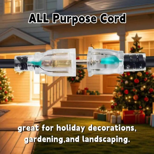 Kjtma 25Ft 12 Gauge Multi Outlet Outdoor Power Extension Cord Multiple Evenly - Picture 3 of 6