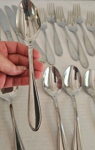 Cambridge Stainless Evanston Glossy Outlined 23 Pcs Knives Forks Spoons - Picture 7 of 8