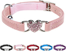 Diamond Cat Collar,Adjustable Soft Velvet Leather Safe Kitten Collar with Crysta