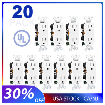 Electrical Outlet Wall Receptacle Plug 15A 125V 2 Pole 3 Wire 5-15R TR UL 20Pack