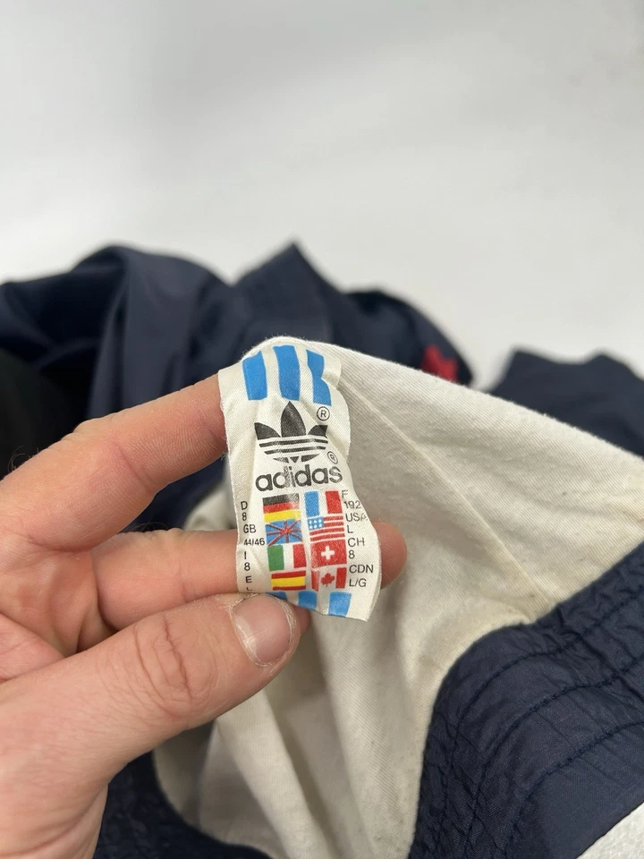 Vintage 90s Adidas Jacket Windbreaker blue red track top zip up Mens XL - Image 3 of 4