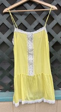 Y2K Victoria Secret Baby Doll Dress Nighty Yellow Lace Medium