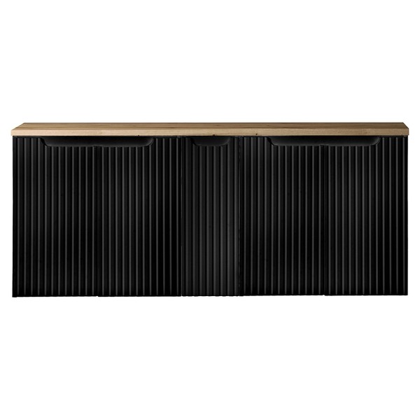 Waschbeckenunterschrank 140 Cm Schwarz Eiche Waschtischschrank Badezimmerschrank-image