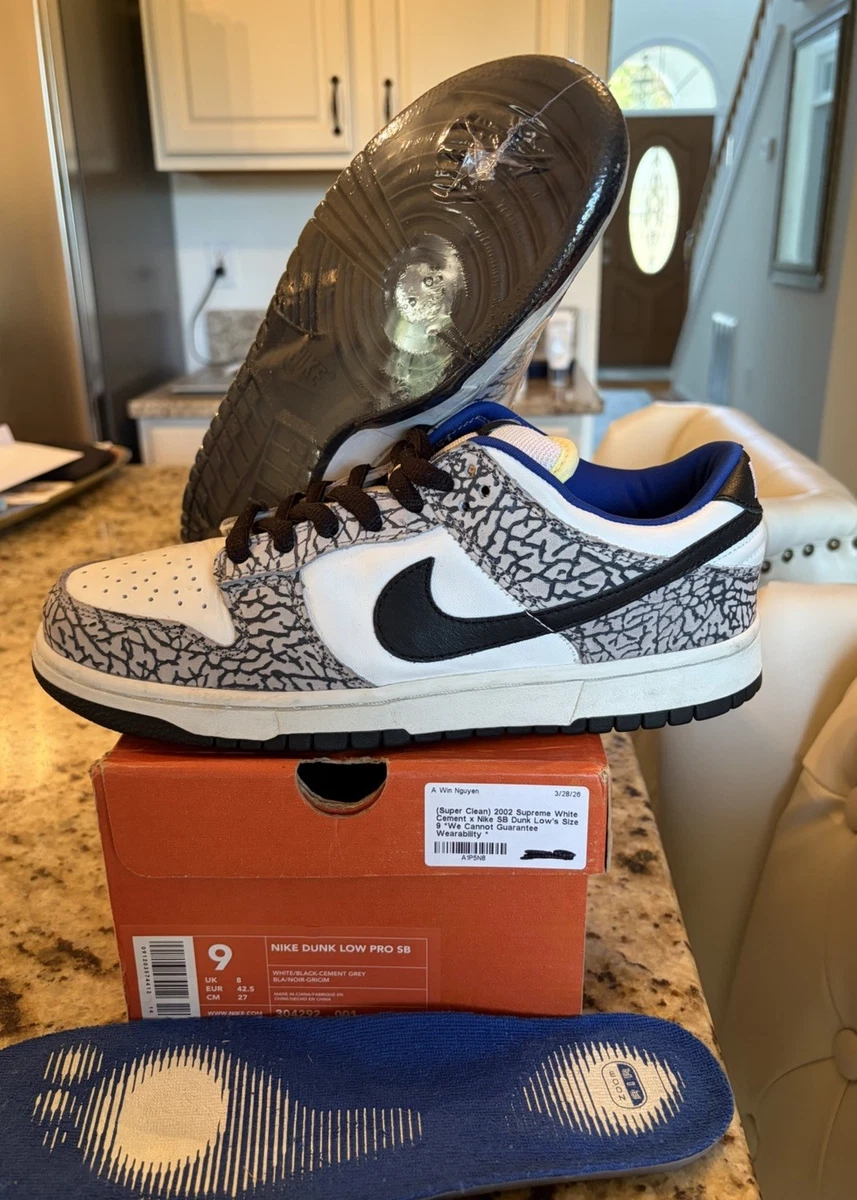 Supreme Nike Dunk Low ホワイト/グレー　27 cm Nike Supreme x Dunk Pro SB Low White Cement for Sale