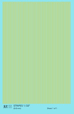 K4 HO Scale Water Slide Decals Yellow 1/32 Inch Stripes Set