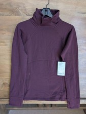 NWT Athleta Altitude Polartec Sweatshirt Womens Small Dark Red Lined Funnel Neck