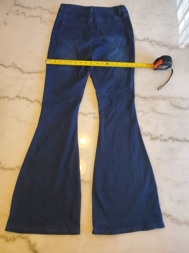 JC & JQ Pants Women's Denim Size L Flared Bell Bottom Blue Cotton Blend C8 - Picture 11 of 12