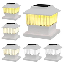 6-Pack White Solar A - Fits True 4"x4" & 3.5"x3.5" Post White(50 lumens),6PK