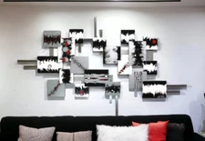 Touch of red Abstract Modern Wall Sculpture, square art 80x50 Art69