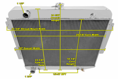 SZ Champion 4 Row Radiator for 1966-1969 Dodge Charger Base Small Block V8 Eng