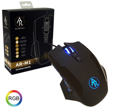 AR-M1 - RGB Gaming Maus / Computer Maus - bis zu 10800 dpi - Software - Gewichte