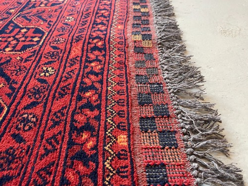 298 x 188cm Vintage Handmade Deep Red Afghan Carpet Large Oriental Wool Rug - Picture 14 of 23