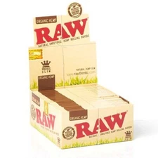 Full Pack 50 Book RAW Organic Hemp KingSize Slim Naturel Cigarette Rolling Paper