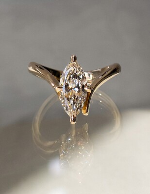 14K Gold Marquise Moissanite Engagement Ring Promise Ring For Women Gift Ideas