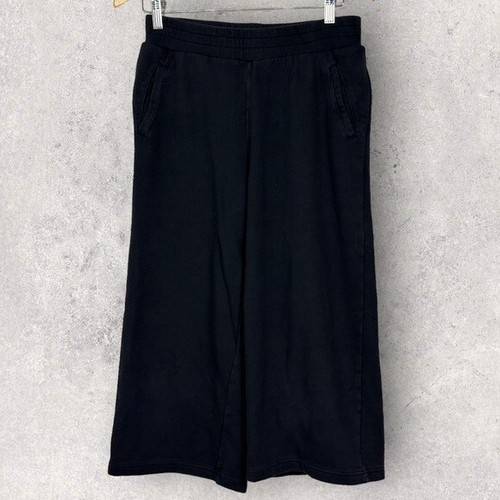 Aritzia Wilfred Free Black Wide Leg Cropped Sweatpants Size Small High Rise Pant - Picture 10 of 11