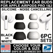 3-PAIRS Ear Bud Tip For Apple AirPod Pro 1&2 Replacement Silicone Rubber X/S/M/L