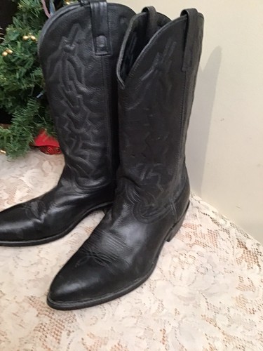 MEN'S SIZE 11 1/2 D LEATHER UPPER 6691 COWBOY WESTERN BOOTS-POINTED TOE - Picture 2 of 10