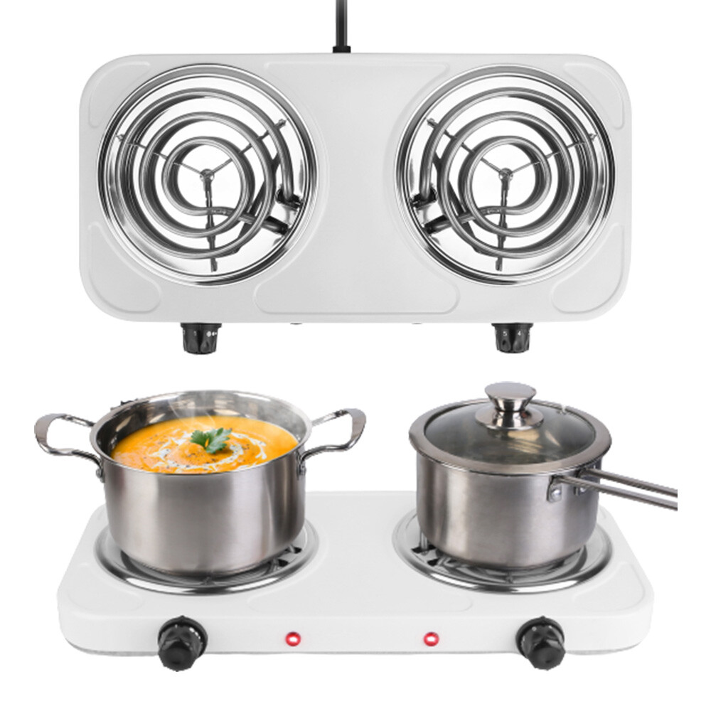 Electric Stove Dual Burner 2000W Small Hot Plate Travel Compact Dorm