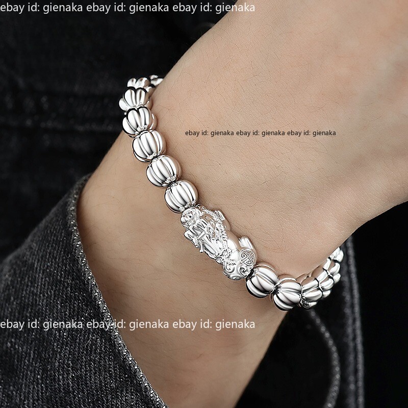 Pure PT950 Platinum 950 8mm Pumpkin Beads Pixiu Men Women Pure PT950 Platinum 950 8mm Pumpkin Beads Pixiu Men Women