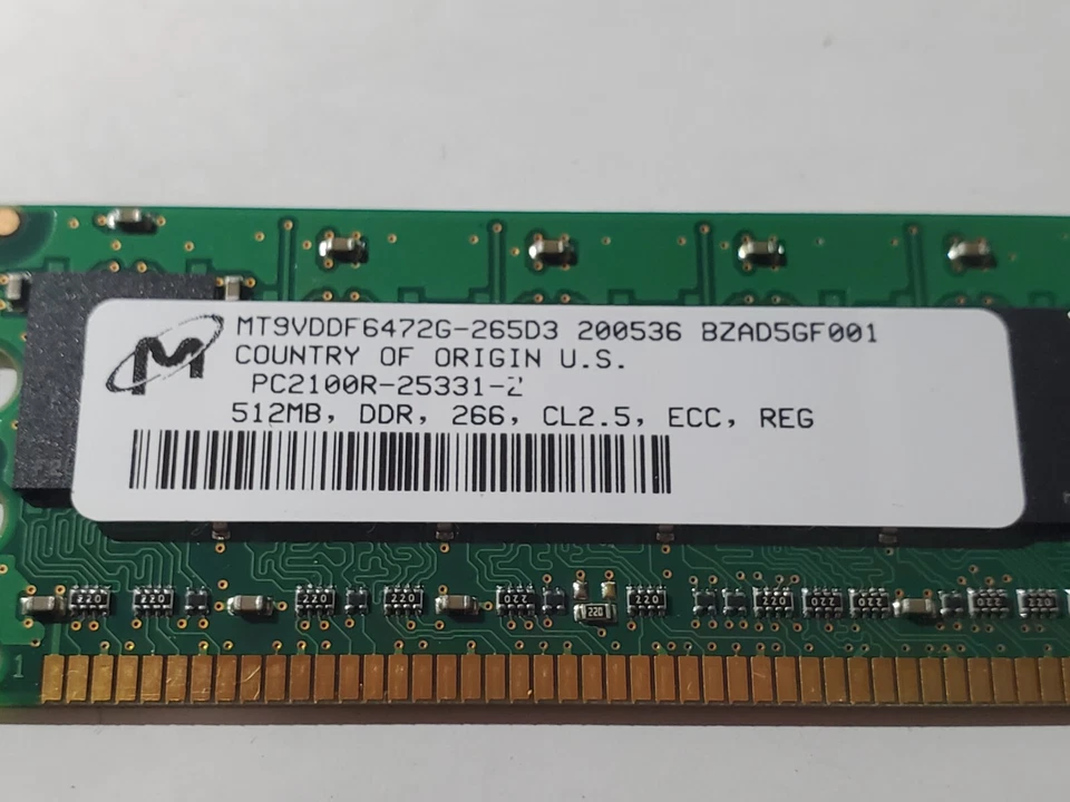 1pcs MT9VDDF647G-256D3 PCI2100R-25331-Z 512MB DDR256 ECC REG 184pin 512MB total - Image 2 of 3