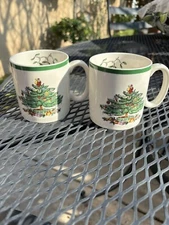 Spode Christmas Coffee Mugs Christmas Tree Approx 3 in Tall