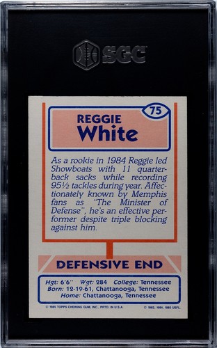1985 Topps USFL #75 Reggie White RC Pre-Rookie SGC 7.5 NM+ Memphis Showboats HOF - Picture 2 of 2