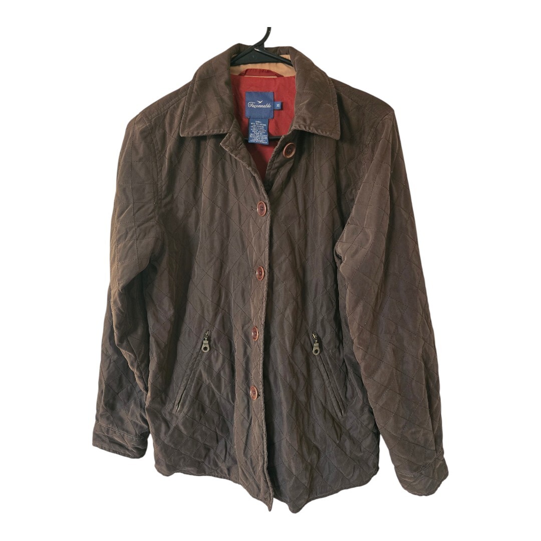 Faconnable Jacket Women XS Brown Quilted Elbow Patch Outerwear