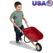 Kid's Steel Wheelbarrow Toy Durable Outdoor Gardening Fun Red Kids Play New