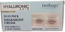 New NIB Delfanti Milano Hyaluronic Acid Omega 6 Day + Night Cream DUO PACK Italy