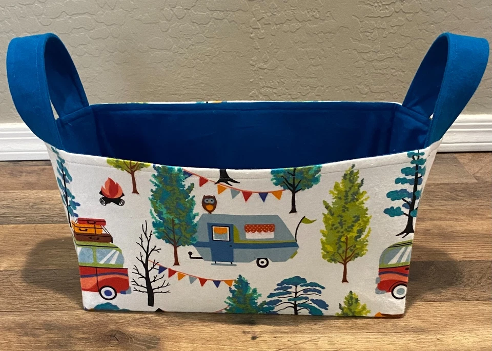 HANDMADE CAMPER PRINT FABRIC BASKET - Image 2 of 4