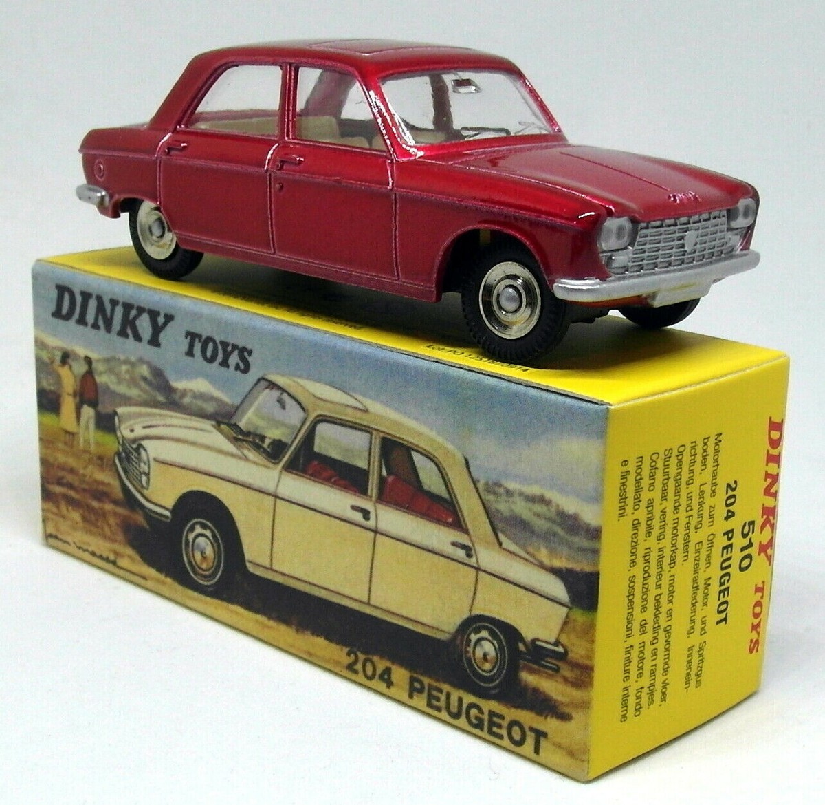 Reproduction Atlas Dinky Toys – Peugeot 204 Rouge – échelle 1/43 – Diecast
