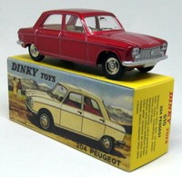 Atlas Dinky Toys Reproduction - 510 Peugeot 204 Bright Red Diecast Model Car